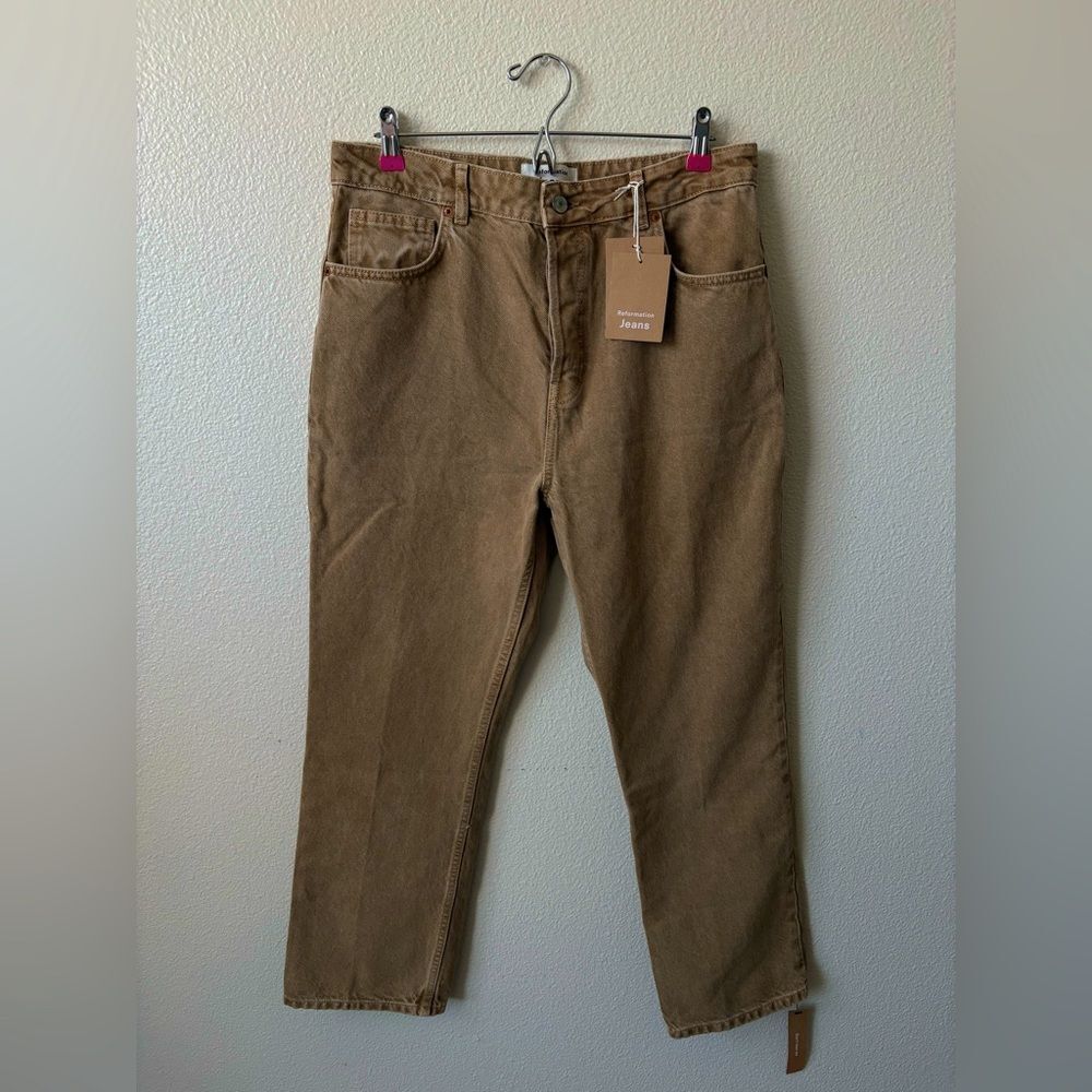 Reformation Cynthia High Rise Straight Jeans Vintage Marzipan Denim Button 31